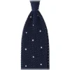 Viola Milano Ties & Bow Ties-- Polka Dot Knitted Silk Tie - Navy/White - Handmade in Italy - Luxury Exclusive Collection - Avvenice