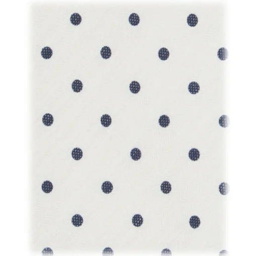 Viola Milano Ties & Bow Ties-- Polka Dot Untipped Linen Tie - Natural White - Handmade in Italy - Luxury Exclusive Collection - Avvenice
