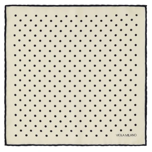 Viola Milano Ties & Bow Ties-- Polka Dot Wool Lana Pocket Square - White/Navy - Handmade in Italy - Luxury Exclusive Collection - Avvenice