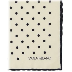 Viola Milano Ties & Bow Ties-- Polka Dot Wool Lana Pocket Square - White/Navy - Handmade in Italy - Luxury Exclusive Collection - Avvenice