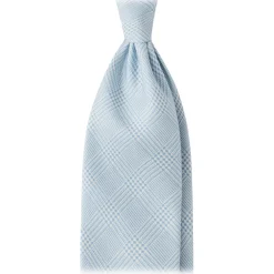 Viola Milano Ties & Bow Ties-- Prince of Wales Selftipped Italian Silk Tie - Light Blue - Handmade in Italy - Luxury Exclusive Collection - Avvenice