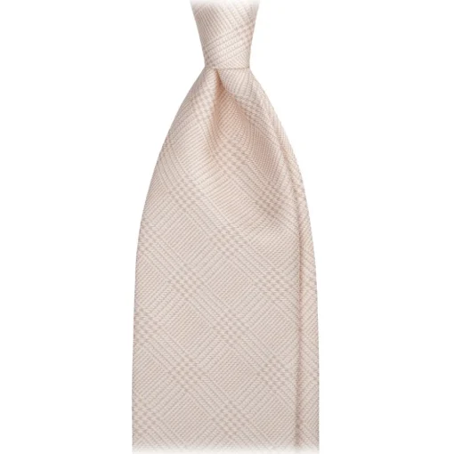Viola Milano Ties & Bow Ties-- Prince of Wales Selftipped Italian Silk Tie - Sand - Handmade in Italy - Luxury Exclusive Collection - Avvenice