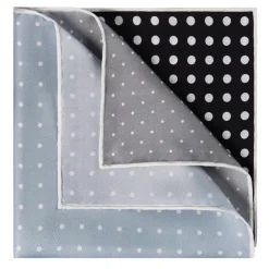Viola Milano Ties & Bow Ties-- Printed Polka Dot Silk Pocket Square - Grey Shades - Handmade in Italy - Luxury Exclusive Collection - Avvenice