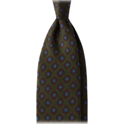 Viola Milano Ties & Bow Ties-- Rosette Pattern Selftipped Silk Tie - Forest - Handmade in Italy - Luxury Exclusive Collection - Avvenice