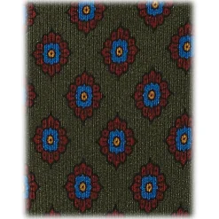 Viola Milano Ties & Bow Ties-- Rosette Pattern Selftipped Silk Tie - Forest - Handmade in Italy - Luxury Exclusive Collection - Avvenice