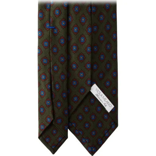 Viola Milano Ties & Bow Ties-- Rosette Pattern Selftipped Silk Tie - Forest - Handmade in Italy - Luxury Exclusive Collection - Avvenice