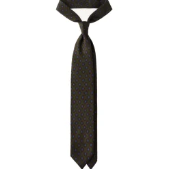 Viola Milano Ties & Bow Ties-- Rosette Pattern Selftipped Silk Tie - Forest - Handmade in Italy - Luxury Exclusive Collection - Avvenice