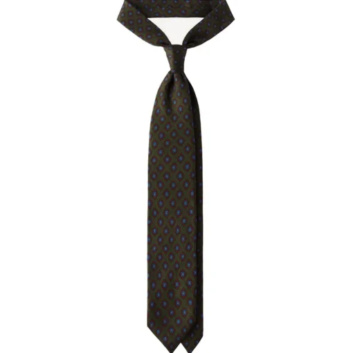 Viola Milano Ties & Bow Ties-- Rosette Pattern Selftipped Silk Tie - Forest - Handmade in Italy - Luxury Exclusive Collection - Avvenice