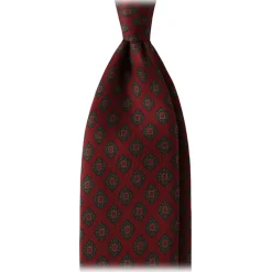 Viola Milano Ties & Bow Ties-- Rosette Pattern Selftipped Silk Tie - Wine - Handmade in Italy - Luxury Exclusive Collection - Avvenice