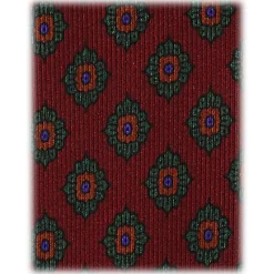 Viola Milano Ties & Bow Ties-- Rosette Pattern Selftipped Silk Tie - Wine - Handmade in Italy - Luxury Exclusive Collection - Avvenice