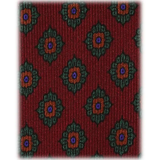 Viola Milano Ties & Bow Ties-- Rosette Pattern Selftipped Silk Tie - Wine - Handmade in Italy - Luxury Exclusive Collection - Avvenice