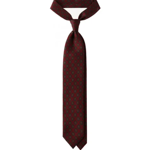 Viola Milano Ties & Bow Ties-- Rosette Pattern Selftipped Silk Tie - Wine - Handmade in Italy - Luxury Exclusive Collection - Avvenice