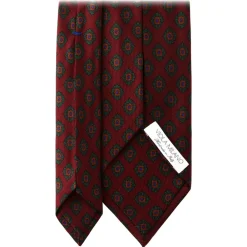Viola Milano Ties & Bow Ties-- Rosette Pattern Selftipped Silk Tie - Wine - Handmade in Italy - Luxury Exclusive Collection - Avvenice