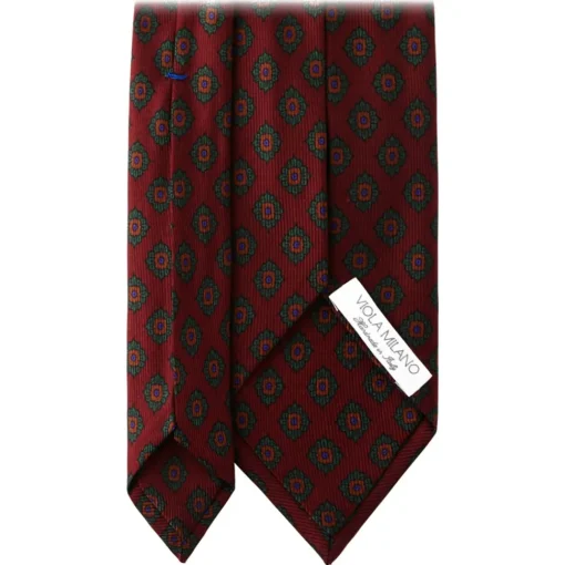 Viola Milano Ties & Bow Ties-- Rosette Pattern Selftipped Silk Tie - Wine - Handmade in Italy - Luxury Exclusive Collection - Avvenice