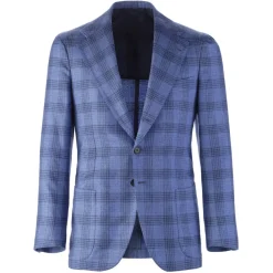 Viola Milano Jackets-- Sartorial Half-Lined Cashmere Blend Blazer - Overcheck - Handmade in Italy - Luxury Exclusive Collection - Avvenice