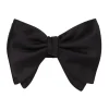 Viola Milano Ties & Bow Ties-- Satin Bow Tie - Black - Made in Italy - Luxury Exclusive Collection - Avvenice