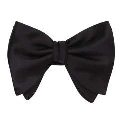 Viola Milano Ties & Bow Ties-- Satin Bow Tie - Black - Made in Italy - Luxury Exclusive Collection - Avvenice