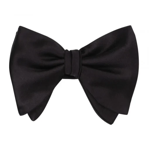 Viola Milano Ties & Bow Ties-- Satin Bow Tie - Black - Made in Italy - Luxury Exclusive Collection - Avvenice