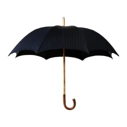 Viola Milano Umbrellas And Sticks-- Shalk Stripe Chestnut Umbrella - Navy and Ivory - Handmade in Italy - Luxury Exclusive Collection - Avvenice