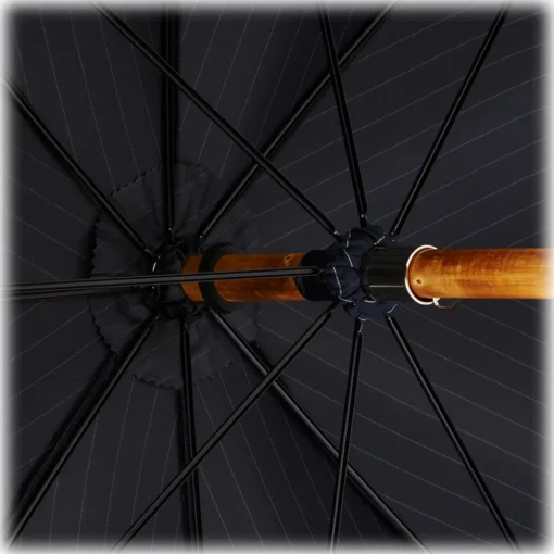 Viola Milano Umbrellas And Sticks-- Shalk Stripe Chestnut Umbrella - Navy and Ivory - Handmade in Italy - Luxury Exclusive Collection - Avvenice