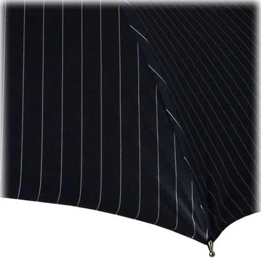 Viola Milano Umbrellas And Sticks-- Shalk Stripe Chestnut Umbrella - Navy and Ivory - Handmade in Italy - Luxury Exclusive Collection - Avvenice
