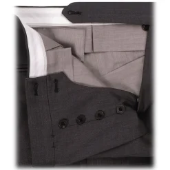 Viola Milano Trousers-- Single Pleated Wool Pants with Side Adjusters - Dark Grey - Handmade in Italy - Luxury Exclusive Collection - Avvenice