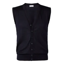 Viola Milano Knitwears-- Sleeveless Cashmere and Silk Cardigan - Navy - Handmade in Italy - Luxury Exclusive Collection - Avvenice