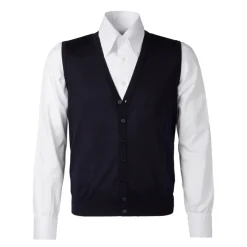 Viola Milano Knitwears-- Sleeveless Cashmere and Silk Cardigan - Navy - Handmade in Italy - Luxury Exclusive Collection - Avvenice
