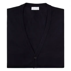 Viola Milano Knitwears-- Sleeveless Cashmere and Silk Cardigan - Navy - Handmade in Italy - Luxury Exclusive Collection - Avvenice