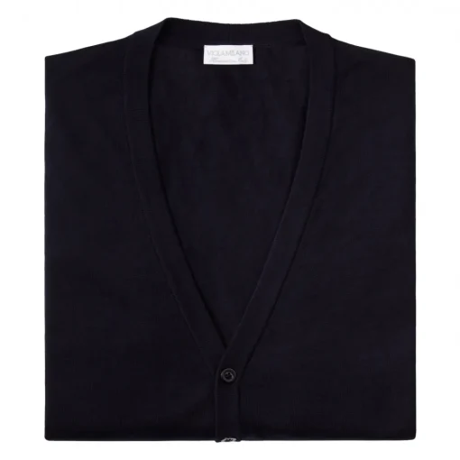 Viola Milano Knitwears-- Sleeveless Cashmere and Silk Cardigan - Navy - Handmade in Italy - Luxury Exclusive Collection - Avvenice