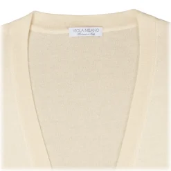 Viola Milano Knitwears-- Sleeveless Cashmere and Silk Cardigan - Natural - Handmade in Italy - Luxury Exclusive Collection - Avvenice