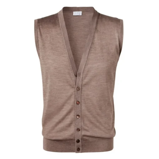 Viola Milano Knitwears-- Sleeveless Cashmere and Silk Cardigan - Beige - Handmade in Italy - Luxury Exclusive Collection - Avvenice