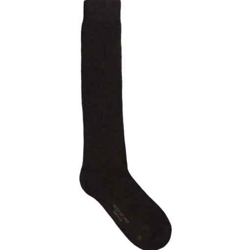 Viola Milano Accessories-- Solid 100% Cashmere Over-The-Calf Socks - Brown - Handmade in Italy - Luxury Exclusive Collection - Avvenice