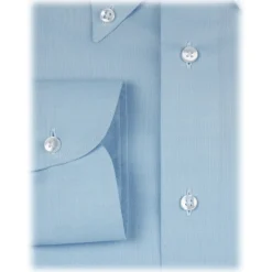 Viola Milano Shirts-- Solid Carlo Riva Etamine Cotton Button-Down Shirt - Light Blue - Handmade in Italy - Luxury Exclusive Collection - Avvenice