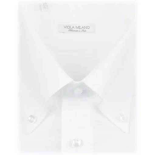 Viola Milano Shirts-- Solid Carlo Riva Oxford/Linen Button-Down Shirt - White - Handmade in Italy - Luxury Exclusive Collection - Avvenice