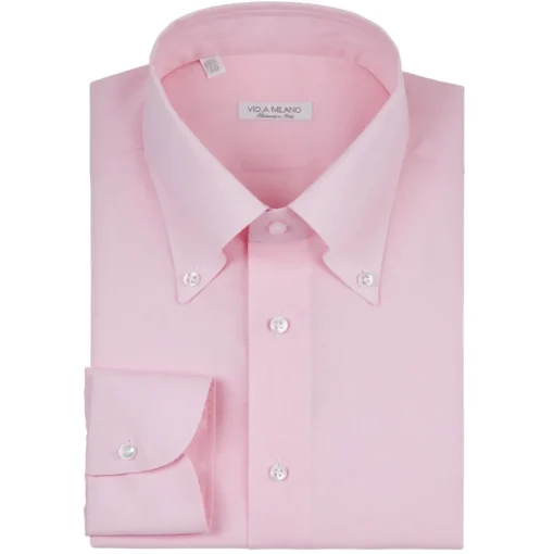 Viola Milano Shirts-- Solid Carlo Riva Voila Tela Button-Down Shirt - Pink - Handmade in Italy - Luxury Exclusive Collection - Avvenice