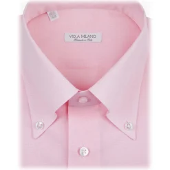 Viola Milano Shirts-- Solid Carlo Riva Voila Tela Button-Down Shirt - Pink - Handmade in Italy - Luxury Exclusive Collection - Avvenice