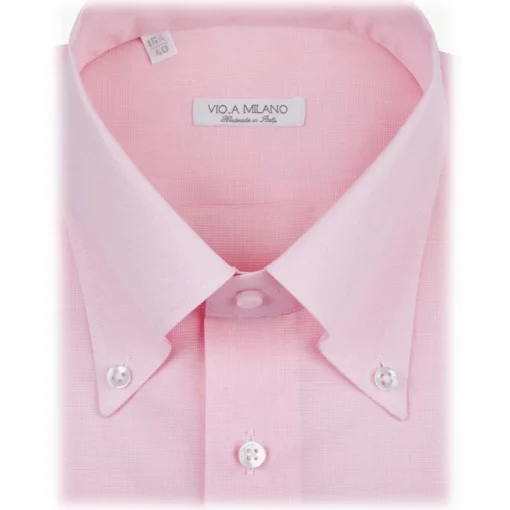 Viola Milano Shirts-- Solid Carlo Riva Voila Tela Button-Down Shirt - Pink - Handmade in Italy - Luxury Exclusive Collection - Avvenice