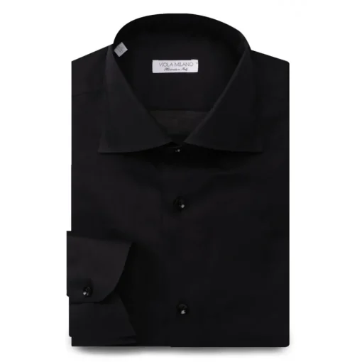 Viola Milano Shirts-- Solid Color Shirt - Midnight - Handmade in Italy - Luxury Exclusive Collection - Avvenice