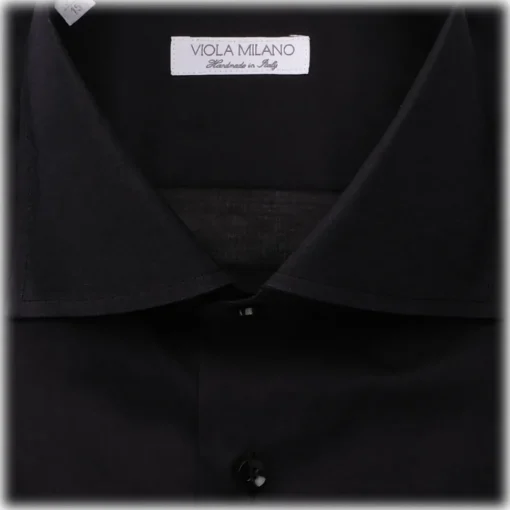 Viola Milano Shirts-- Solid Color Shirt - Midnight - Handmade in Italy - Luxury Exclusive Collection - Avvenice