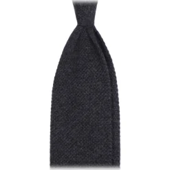Viola Milano Ties & Bow Ties-- Solid Knitted 100% Cashmere Tie - Charcoal - Handmade in Italy - Luxury Exclusive Collection - Avvenice