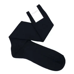 Viola Milano Accessories-- Solid Over-the-Calf Socks - Navy - Handmade in Italy - Luxury Exclusive Collection - Avvenice