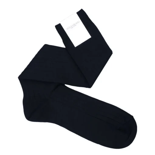 Viola Milano Accessories-- Solid Over-the-Calf Socks - Navy - Handmade in Italy - Luxury Exclusive Collection - Avvenice