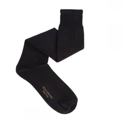 Viola Milano Accessories-- Solid Over-the-Calf Cotton and Silk Socks - Dark Grey - Handmade in Italy - Luxury Exclusive Collection - Avvenice