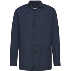 Viola Milano Shirts-- Solid Safari 100% Linen Overshirt - Navy - Handmade in Italy - Luxury Exclusive Collection - Avvenice