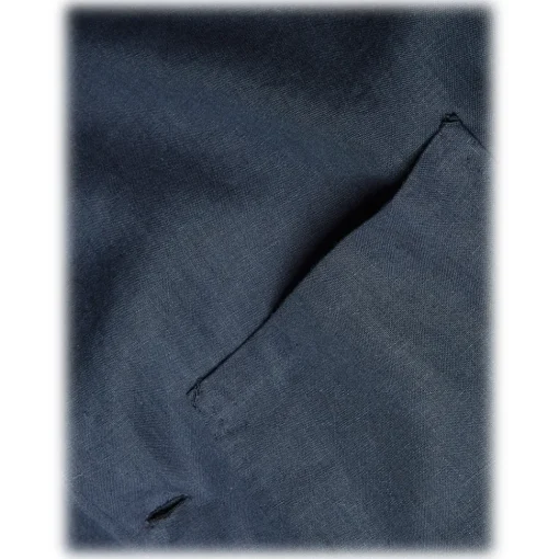 Viola Milano Shirts-- Solid Safari 100% Linen Overshirt - Navy - Handmade in Italy - Luxury Exclusive Collection - Avvenice