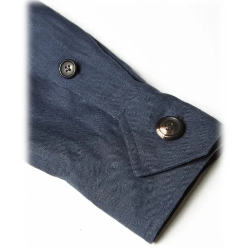 Viola Milano Shirts-- Solid Safari 100% Linen Overshirt - Navy - Handmade in Italy - Luxury Exclusive Collection - Avvenice