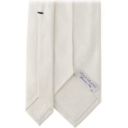 Viola Milano Ties & Bow Ties-- Solid Woven Selftipped Silk Tie - Ivory - Handmade in Italy - Luxury Exclusive Collection - Avvenice