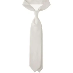 Viola Milano Ties & Bow Ties-- Solid Woven Selftipped Silk Tie - Ivory - Handmade in Italy - Luxury Exclusive Collection - Avvenice