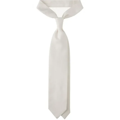 Viola Milano Ties & Bow Ties-- Solid Woven Selftipped Silk Tie - Ivory - Handmade in Italy - Luxury Exclusive Collection - Avvenice